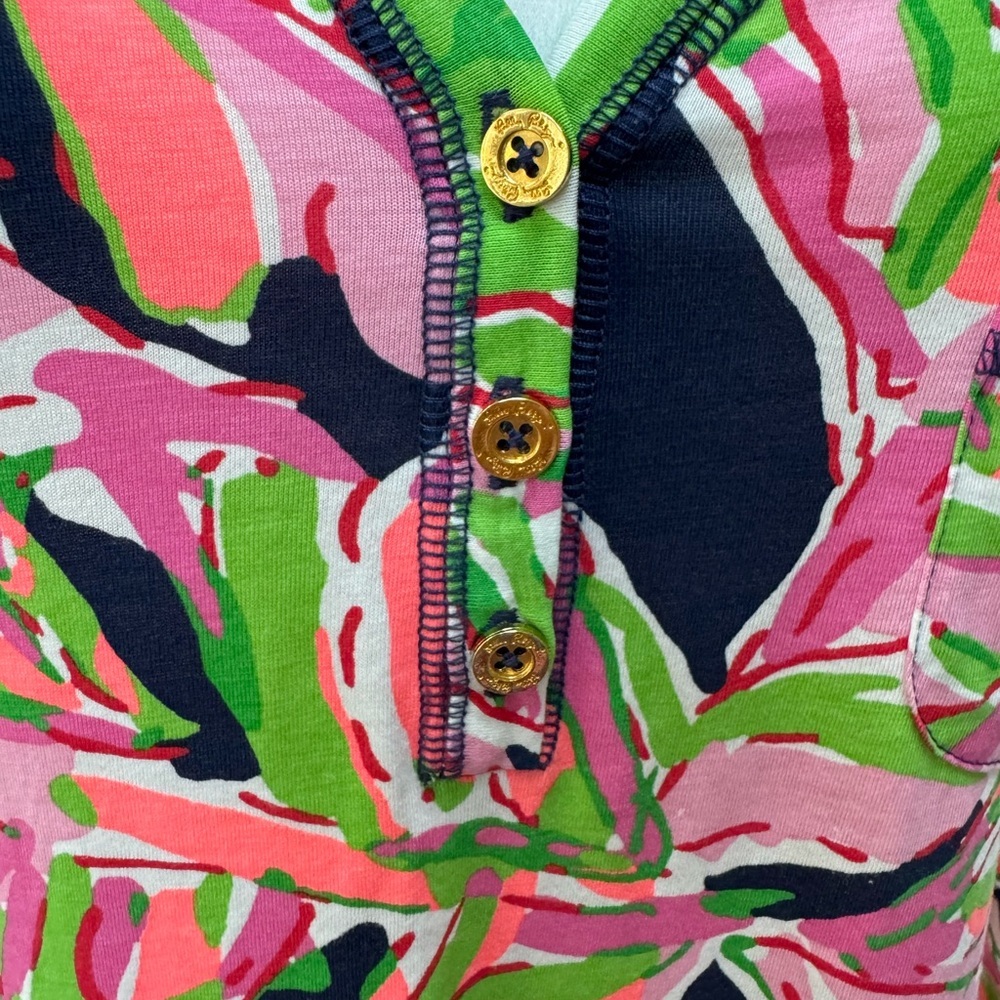 LILLY PULITZER PALMETTO IN THE VIAS PUMA PINK NAVY DRESS-SIZE MEDIUM - Picture 9 of 12